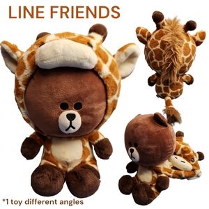 Line Friends (Japan) Brown teddy Bear Giraffe Costume Plush Stuffed Animal